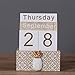 Wooden Perpetual Calendar, Buery Vintage Wood Block Perpetual Calendar Desk Accessory Month Week Date Blocks for Desk Home Office Decoration