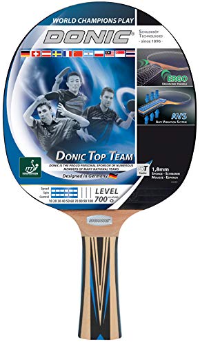 Donic-Schildkröt Raqueta de Tenis de Mesa Top Team 700, Mango AVS, Esponja de 1,8 mm, Almohadilla Donic 3 Estrellas-ITTF, 754197 Cover