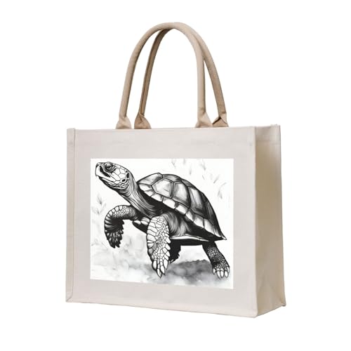 Sac fourre-tout imprimé tortue en toile : le grand cabas chic pour la plage et la ville