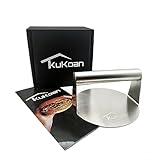 KuKoan Prensa para Hamburguesas Profesional, Smash Burger de Acero Inoxidable de 5,5 Pulgadas, Redonda, Antiadherente, Ideal para Parrilla y Barbacoa, Incluye Folleto de Recetas