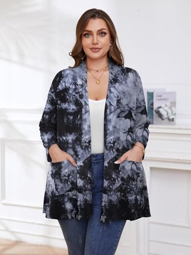 Image of BELAROI Plus Size Lightweight Cardigan Sweaters for Women Casual Open Front 3 /4 Sleeve Cover Up