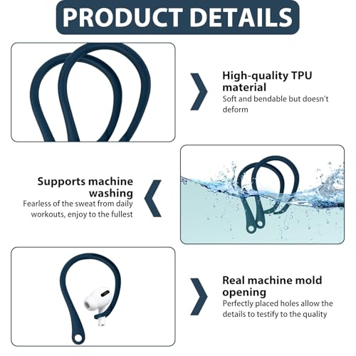 Miniatura 3 de 4 Pares Ganchos Para Airpods 3, 4 Y Pro, Ear Hooks Para Airpods Orejas Antipérdida, Sujeción De Tpu Seguros Para Auriculares, Ganchos Para Actividades Al Aire Libre, Correr, Ciclismo Y Gimnasio