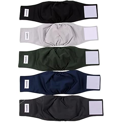 Vecomfy Belly Bands for Male Dogs(5 Pack),Premium Washable Reusable Medium Dog Belly Wrap Leakproof Doggie Diapers,L Cover