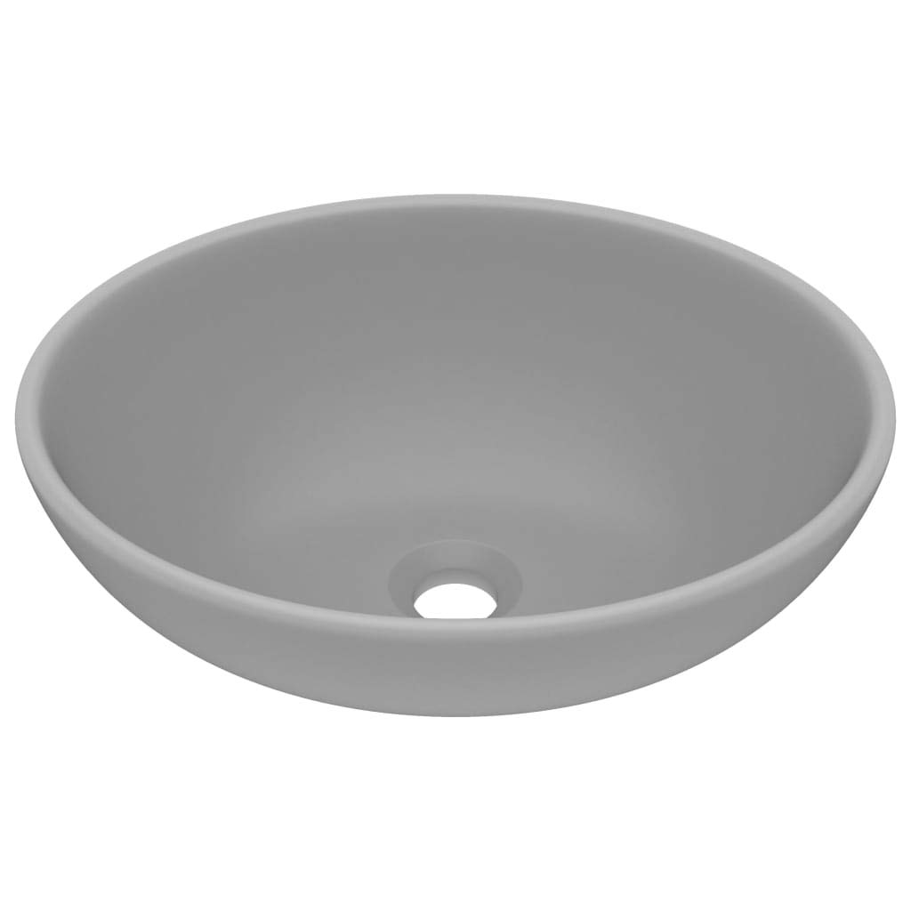 vidaXL Luxury Basin Oval-Shaped Matt Light Grey 40x33 cm Ceramic