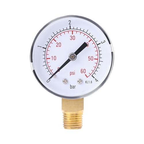 庭のホース散水メーター 0-4Bar/0-60Psi デュアルスケールダイヤル真空圧力計 1/4インチNPT マノメーターメーター