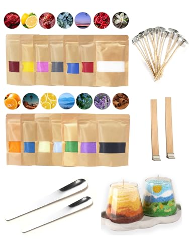 Monivi Scented Candle Sand with Wicks DIY 14 Colors Pearled