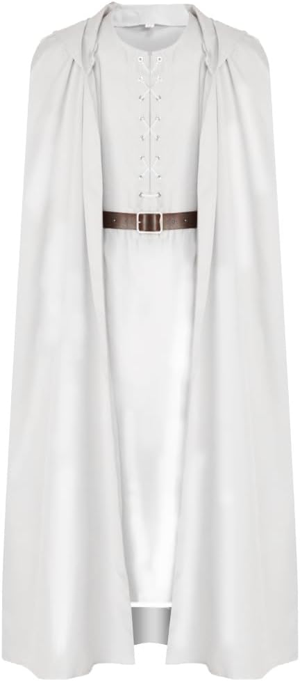 Adult Gandalf Cosplay Costume Gandalf Wizard Robe Cloak Robe Hooded Cloak Outfits for Halloween Carnival Party