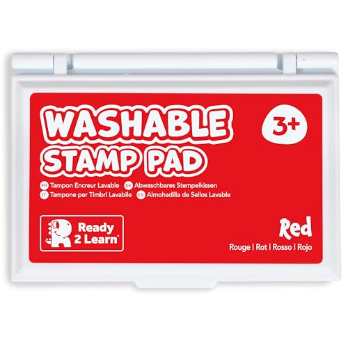 READY 2 LEARN Washable Stamp Pad for Kids | Red | Non Toxic Ink Pad for Stamps | Fade Resistant | Decorate Scrapbooks Posters and Cards