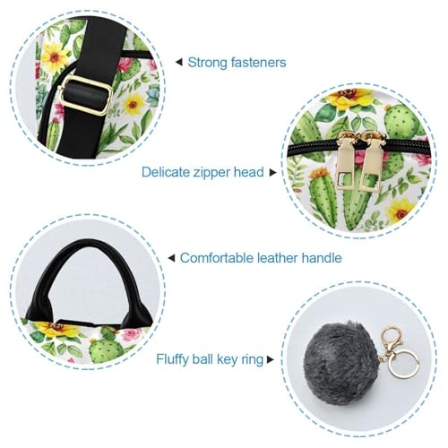 Mochila con diseño de cactus y flores de acuarela para mujer con cierre seguro 6