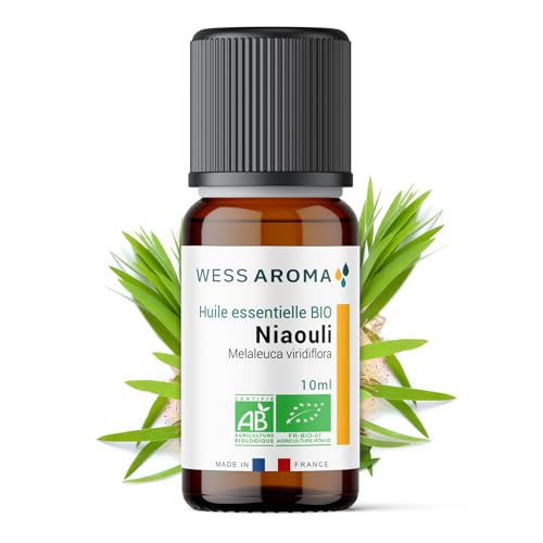 Huile Essentielle BIO de Niaouli 10ML - Certifiée AB - 100% Pure & Naturelle, Chémotypée HEBBD - Pratiques agricoles durables - Analysée et conditionnée...