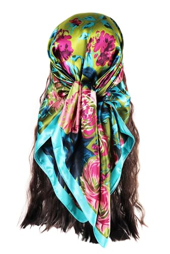 Image of Women's 35 inch Satin Square Silk Like Hair Scarves and Wraps Headscarf for Sleeping | Silk Feel Neckerchief, Hair Scarf, Fashion Bandana, Headscarf, Headband, Hair Wrap Sleeping, Daily Fashion Styling