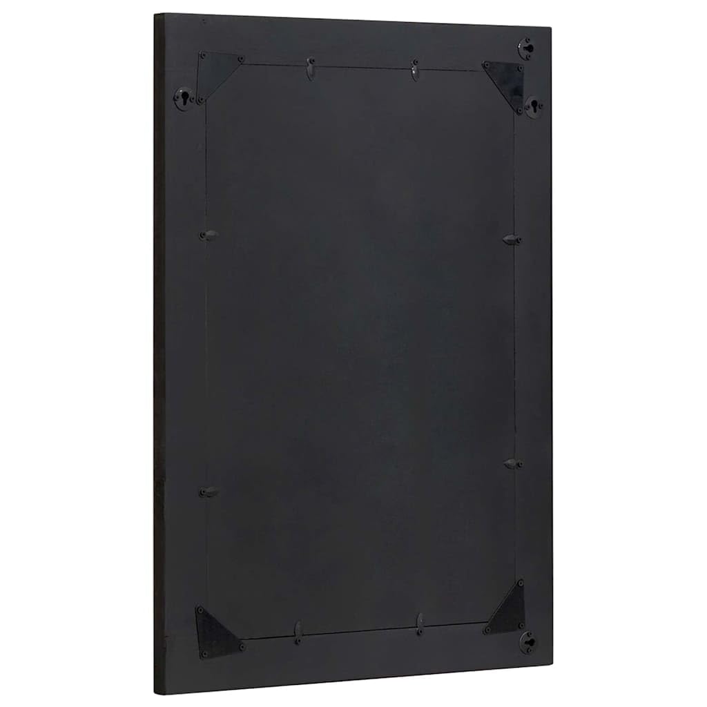 Rechteckiger Wandspiegel 70x50x2,5 cm Schwarz Silber | Mangoholzrahmen, Hochwertiges Glas, Modernes Design, Pflegeleicht mit Feuchttuch