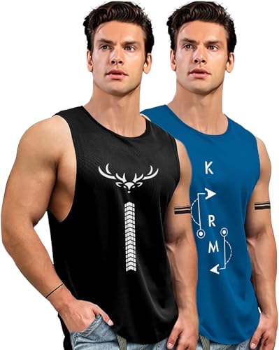 AUSK Karma‑Printed Men’s Vest – Slim Fit Sleeveless Gym T‑Shirt, 78% OFF at ₹349