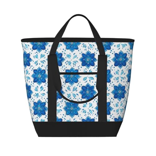 Sac d'épicerie isotherme réutilisable bleu ciel grand format pour courses et transport repas