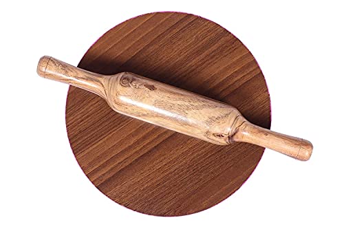Image of Wooden Chakla Belan Rolling Pin Roti Chapati Maker 9 Inch Wooden Chakla Belan Combo Set for Kitchen Wooden Chapati Rolling Board with Belan Chakla Set (Full Size)