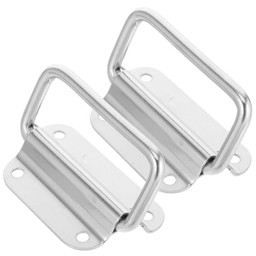 Hohopeti Manijas Plegables de Acero Inoxidable 2 Piezas Tamaño Mediano para Cajas Industriales y Herramientas, Mango Resistente para Maleta y Estuche de Vuelo, Asa Metálica para Carga