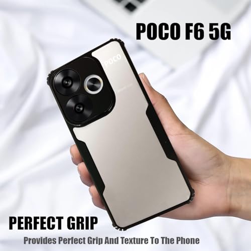 Image of AIBEX Crystal Clear Back Cover Case for Poco F6 5G | 360 Degree Protection | Shock Proof Design | Transparent Back Cover Case (PC & TPU, Black Bumper)