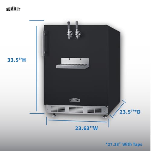Image of Summit 24 inch Cold Brew Kegerator, Dual Front Taps, No Drill Coffee Dispenser, Black - SBC58BFRTPCF