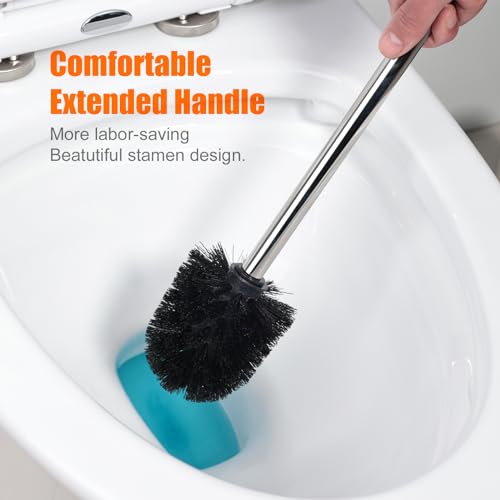 Ibergrif 4 Stück Klobürste Schwarz, WC Bürsten mit 8 cm Durchmesser, Abnehmbare Bürstenköpfe, Toilettenbürste mit Edelstahlstiel, M34155