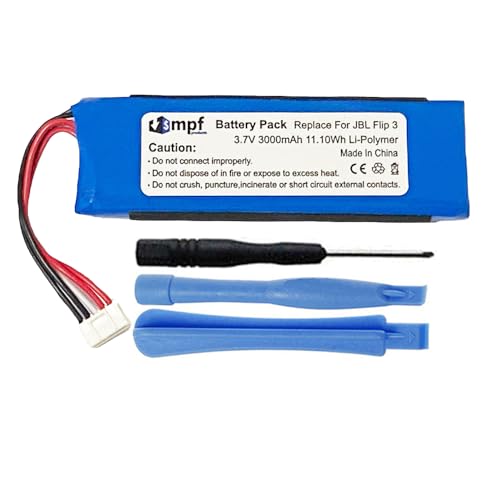 MPF Products 3000mAh GSP872693 Battery Replacement Compatible with JBL Flip 3 Splashproof Portable Bluetooth Speaker with Installation Tools