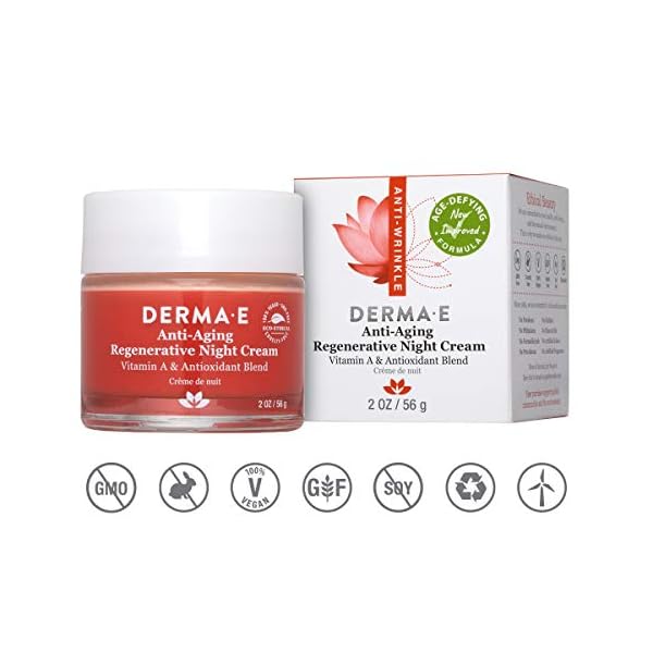 DERMA-E-Anti-Aging-Regenerative-Night-Cream-2-oz DERMA E Anti-Aging Regenerative Night Cream – Firming Astaxanthin Moisturizer for Face – Lightweight Overnight Anti-Wrinkle Cream with Jojoba Oil and Vitamin E, 2 oz