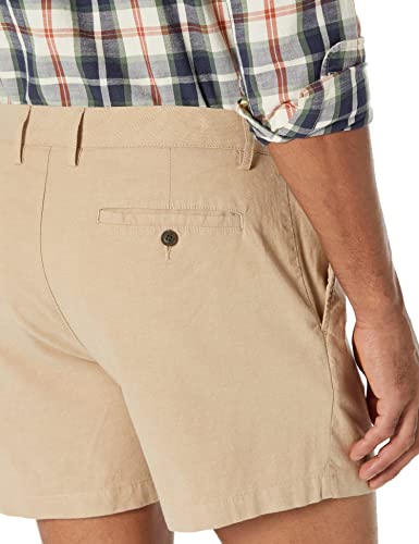 Image of Amazon Essentials Men's Slim-Fit 5 inch Flat-Front Comfort Stretch Khaki Chino Shorts with Elastic Waistband
