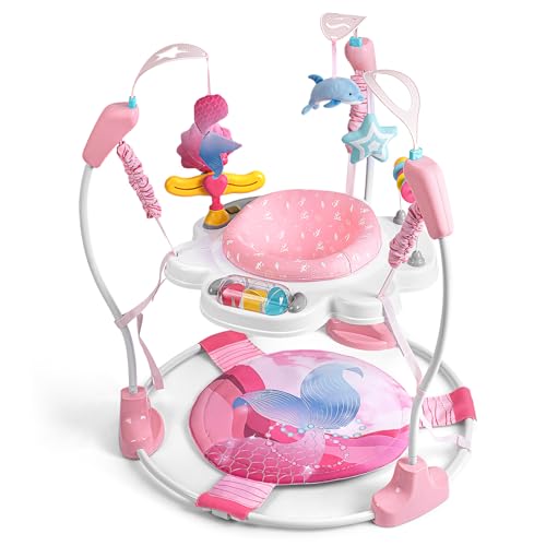Image of Baby Activity Center, Baby Jumper Activity Center with Music, Interactive Toys, 360° Rotating Seat, 3 Adjustable Heights, Infant Activity Jumper for 6+ Months (Mermaid)