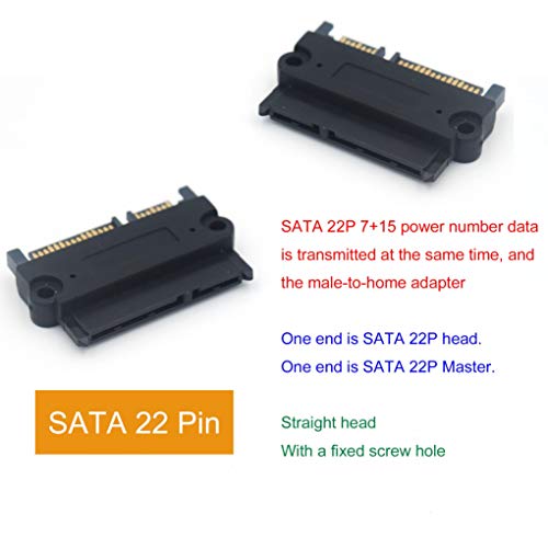 Usecl 2 Pack Sata 22 Pin (7+15) Male To Sata 22 Pin(7+15) Female Adapter For 2.5 Inch Hard Drive Port, Black #TOP4