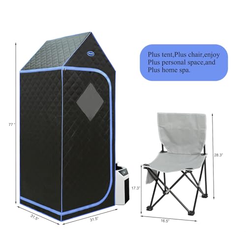 MATONELL Portable Gothic Roof Plus Type Full Size Steam Sauna Tent. Spa, Detox,Therapy and Relaxation at Home. Larger Space, Stainless Steel Pipes Connector Easy to Install. FCC Certification-Black