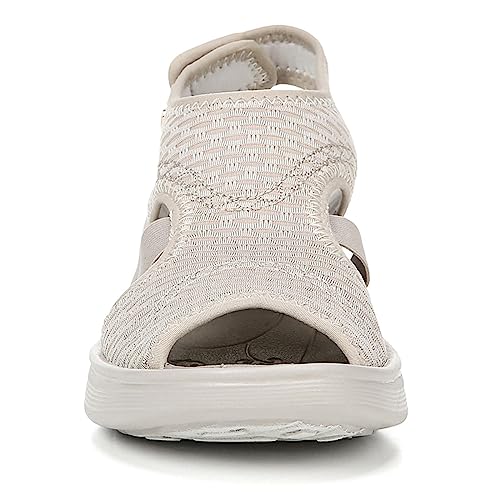 BZees womens Dream Sandal, Beige Sheer Fishnet, 8.5 Wide US3
