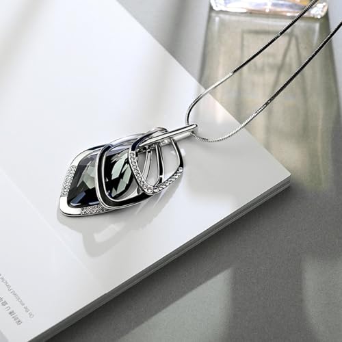Solid Long Sweater Necklaces for Women Elegant Triple Stack Cubic Zirconia Pendant Rhombic Rhinestone Pendant Y Necklaces Fashion Jewelry…4