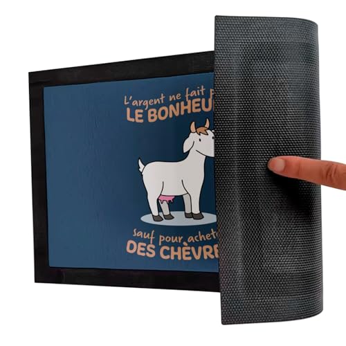 Paillasson chèvre bleu 60x40cm absorbant et antidérapant pour entrée propre - 3