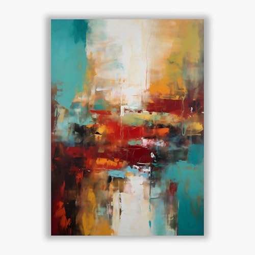 Tableau abstrait texturé bleu et jaune Spiffing Prints grand format pour salon - 2
