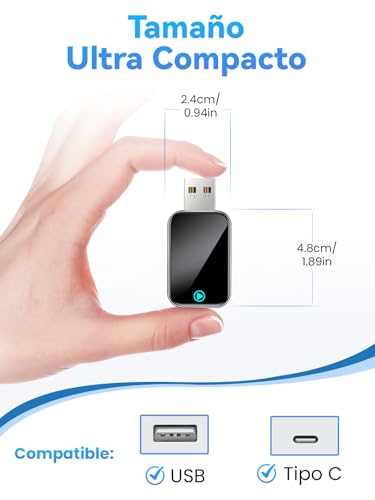 Miniatura 2 de Alltotive S2 Mini Adaptador Carplay Inalámbrico Para Iphone, Convierte Cableado A Inalámbrico, Usb A C Plug And Play, Compatible Ios 10 Y Coches Con Car Play Desde 2016 Negro