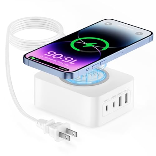 Chargeur sans fil 60W charge rapide multi port USB C blanc