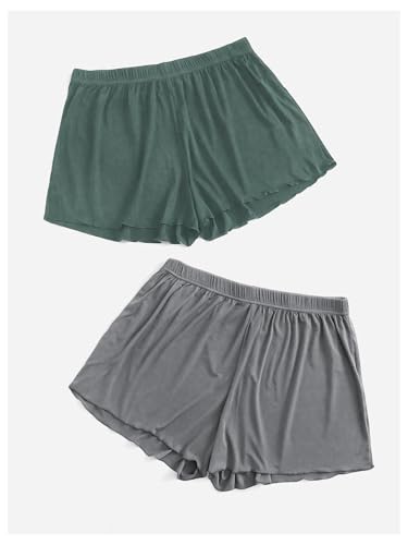 Image of Floerns Women's Plus Size Solid Pajama Shorts 2 Pack Soft Lounge Sleep Shorts