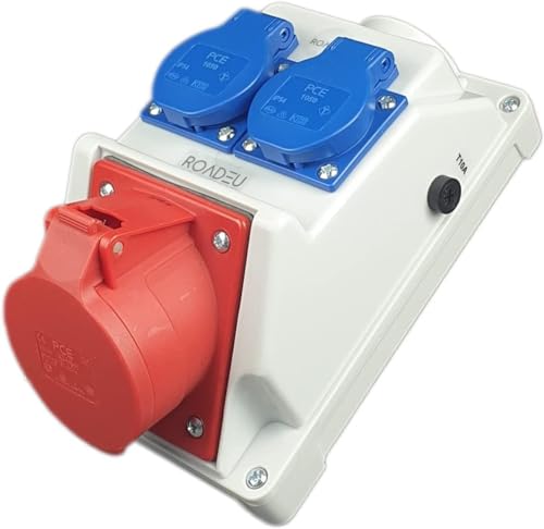 RoadEu - Prise murale combinée 32 A 5P – Répartiteur mural 32 A avec 2 x 230 V – Répartiteur de courant de construction IP44 – intérieur et extérieur – Prises PCE