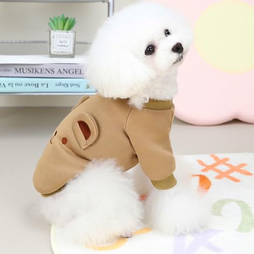 Image of Brown Cute Dog Sweater Soft Winter Clothes for Small Dogs, XL | Classic Brown Knit Pullover, Fall Winter Outfit, Elastic Cuffs, Holiday Party Matching, Machine Washable Sweatshirt for Pets