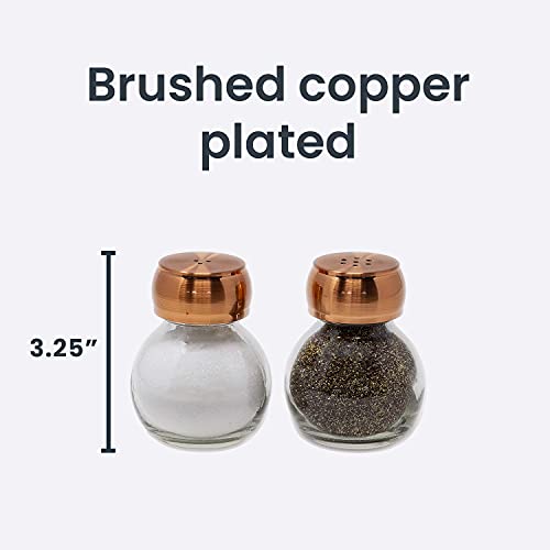 Olde Thompson 3" Orbit Salt & Pepper Shaker Set, Copper Top & Glass Globe Base #TOP2