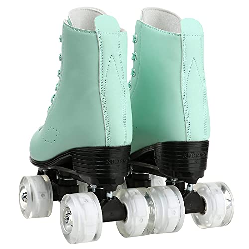 Phsda Women's Roller Skates Pu Leather High-Top Roller Skates Shiny Roller Skates Four-Wheel Roller Skates For Unisex Adults And Kids (Flash Wheel,41/270Mm/Us: 8) #TOP5