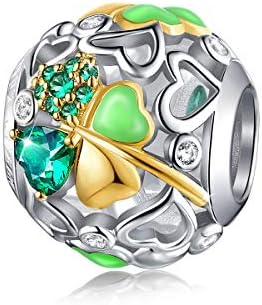 FOREVER QUEEN Lucky Clover Charm fit Charm Bracelets 925 Sterling Silver Charms Bead for Bracelets and Necklace for Women Girls Gift With Jewellery Box