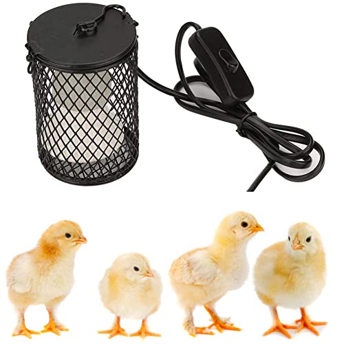 Yosoo 100w Ceramic Heat Preservation Light for Reptile, Fast Heating Heat Lamp with Cage for Turtle, Snakes, Lizards, Frogs, Chicks, Reptile Heat Lamp Cap, Reptile & Amphibian Habitat Lighting