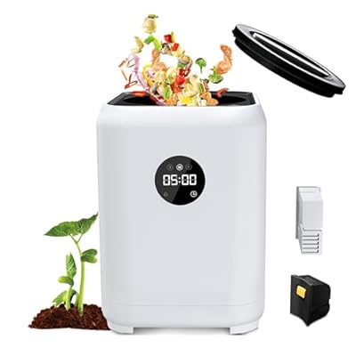3L Electric Compost Bin Kitchen Composter Counter Top with 2 Detachable Carbon Filter, Auto-Cleaning, Smart Panel, 3 Mode Food Waste Composter for Home, Turn Waste into Dry Fertilizer Machine
