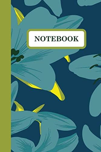 Notebook: Cute Bleu Lagoon Floral Lily Notebook Blank Lined Journal