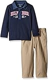 Tommy Hilfiger Little Boys' Toddler Long Sleeve Top with Twill Pants Set, Navy, 3T