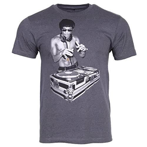 Bruce Lee DJ Dragon Classic Heather Navy T-Shirt, Size Medium Ring-Spun Cotton/Polyester