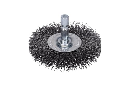 Image of Century Drill & Tool 76421 2.5 inch Durable Coarse Crimped Radial Wire Brush, 1 /4 inch Drill Shank, 4,500 RPM - Ideal for Rust /Paint Removal, Deburring, & More