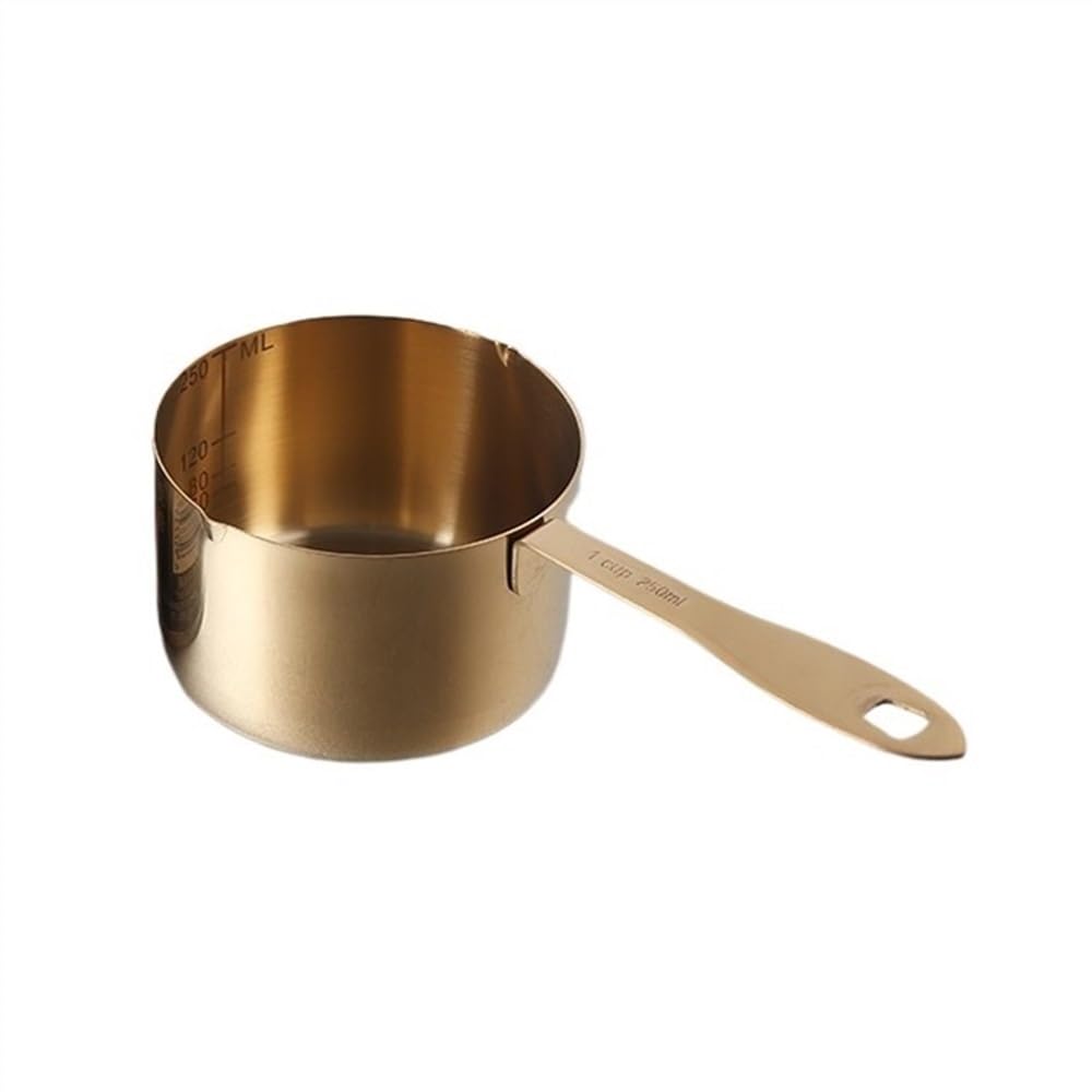 Copa para Salsa, Cuchara medidora de Acero Inoxidable 400 ml/600 ml/1000 ml, Cuchara pequeña for café(L Gold,Gold)
