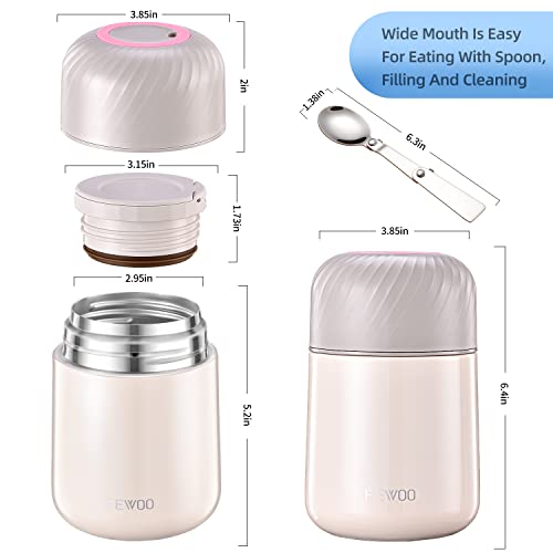 Food Thermos - 20Oz Vacuum Insulated Soup Container, Stainless Steel Lunch Box For Kids Adult, Leak Proof Food Jar With Folding Spoon For Hot Or Cold Food (White) #TOP5