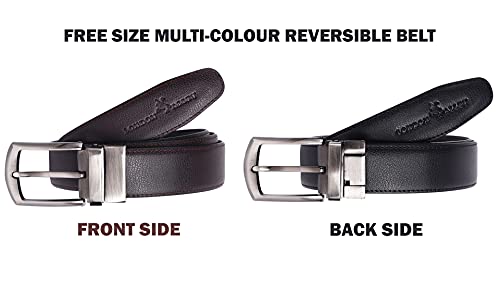 Image of LONDON ALLEY Swiss Classic Black Leather Wallet & Black /Brown Reversible Belt Combo Gift Box for Men